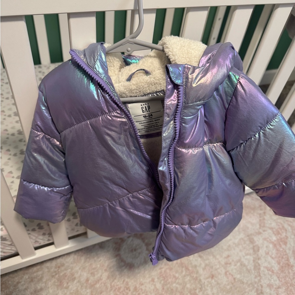 GAP Purple Puffer Jacket with Iridescent Finish